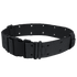 The Condor G.I. Style Nylon Pistol Belt features a black tactical design with multiple adjustment holes and a large plastic buckle, shown coiled—durable for EDC or First Responder use.