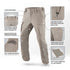 The Condor Patrol ADF Pants feature a tan color with labeled details such as an elastic waistband, stretch panels, gusseted crotch, hand and quick-access pockets, knee pad pockets, reinforced edges, and soft-touch fabric for enhanced comfort.
