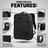 Condor Prime Pack 21L - MultiCam Black: hydration compatible backpack with clamshell design, PALS webbing, padded laptop compartment, contoured straps, and front zippered pocket. Features labeled.