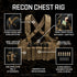 The Condor Recon Chest Rig - Scorpion OCP features padded shoulder straps, a front pouch, open-top mag pouches, side MOLLE panels, drainage grommets, and a kangaroo stacker capable of holding 12 magazines.