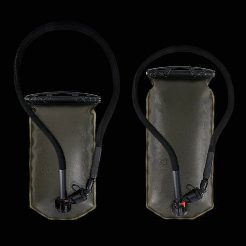 Two Condor Torrent Reservoir Gen II hydration bladders in olive green with black hoses and bite valves, displayed on a white background.