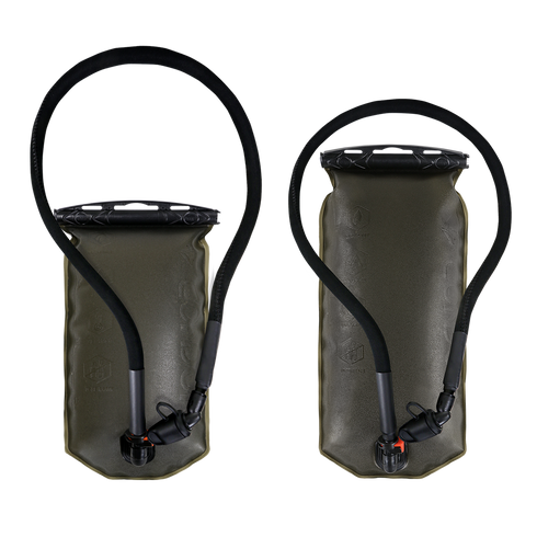 Two Condor Torrent Reservoir Gen II hydration bladders in olive green with black hoses and bite valves, displayed on a white background.