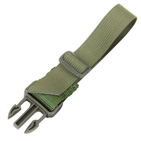 The Condor Speedy 2-Point Sling features an olive green nylon strap with a plastic adjustable buckle and a quick-release clasp, shown isolated on a white background.