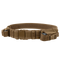 The Condor Tactical Belt is a tan utility belt featuring multiple pouches, snap buttons, and a plastic buckle, ideal for carrying gear.