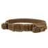 The Condor Tactical Belt is a tan utility belt featuring multiple pouches, snap buttons, and a plastic buckle, ideal for carrying gear.