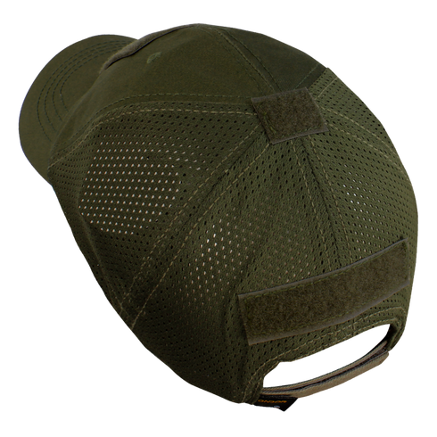 The Condor Tactical Mesh Cap in MultiCam Black features mesh ventilation panels, an adjustable strap, and Velcro patches on the back and top.