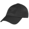 The Condor Tactical Mesh Cap in black is crafted from moisture-wicking polyester and features a curved brim, adjustable strap, and a rectangular Velcro patch on the front.