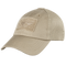 The Condor Tactical Mesh Cap in tan features a front velcro patch, moisture-wicking polyester mesh back, and an adjustable strap for comfort.
