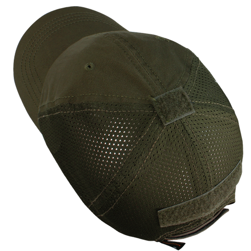 Two Condor Tactical Team Mesh Caps in olive green, shown from the back with mesh panels and adjustable Velcro straps—ideal for bushcraft adventures or a day at the shooting range.