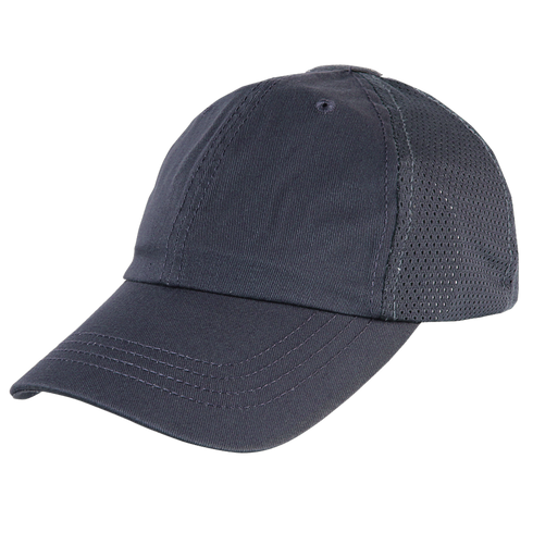 The Condor Tactical Team Mesh Cap features visible stitching, mesh side panels, and a subtle tactical design for a sleek, functional look in plain dark gray.