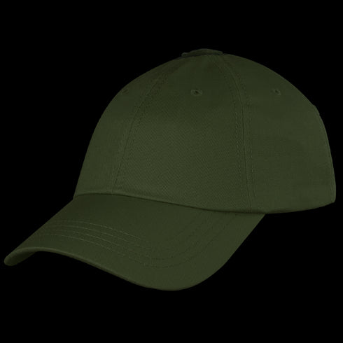 The Condor Tactical Team Cap is an olive green baseball hat with a curved brim, visible stitching, and ventilation eyelets—perfect for law enforcement or shooting range use.