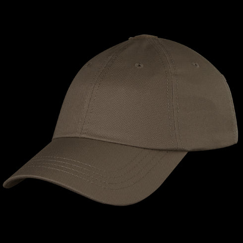 The Condor Tactical Team Cap is a plain brown baseball cap with visible stitching and eyelets, ideal for EDC or range days, shown on a white background.