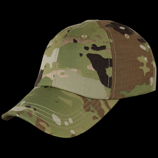 The Condor Tactical Team Cap in Scorpion OCP features a camouflage pattern and curved brim, shown against a white background.