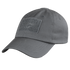 The Condor Tactical Cap is a gray cap featuring visible stitching, crown eyelets, and a rectangular front patch.
