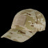 The Condor Tactical Cap - MultiCam Arid features a beige, brown, and green camouflage pattern with a rectangular Velcro patch on the front.
