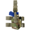 The Condor Tactical Leg Holster - Scorpion OCP, shown in Scorpion OCP camo with straps and a blue training pistol inserted, is viewed from the side.