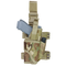 The Condor Tornado Tactical Leg Holster - MultiCam securely holds a gray training pistol and a magazine, featuring adjustable straps and plastic buckles for a customizable fit.