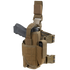 The Condor Tornado Tactical Leg Holster is a tan thigh holster for a handgun and magazine, featuring adjustable straps, buckles, and MOLLE webbing.
