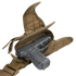 A black handgun is secured inside a Condor Tornado Tactical Leg Holster in tan, with the flap open and attached to a matching belt.