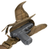 A black handgun is secured inside a Condor Tornado Tactical Leg Holster in tan, with the flap open and attached to a matching belt.