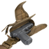 A Condor Tornado Tactical Leg Holster in tan fabric with Velcro flaps secures a black handgun and attaches to a matching belt with a plastic buckle.