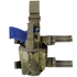 The Condor Tornado Tactical Leg Holster in Scorpion OCP holds a blue training pistol and has adjustable straps for secure attachment to your thigh and belt.