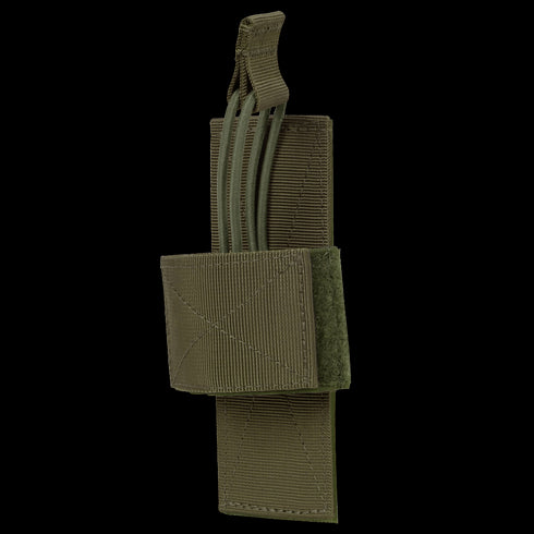 The Condor Universal Holster is an olive green tactical nylon pouch with elastic loops and hook-and-loop closure, ideal for EDC, first responders, or keeping essential medical gear secure at the range.