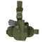 Condor Universal Leg Holster in green, equipped with a secured gray training pistol and an extra magazine pouch attached.