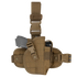 Condor Universal Leg Holster in tan, shown with a handgun and magazine inserted; features adjustable straps and snap closures.
