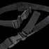 A close-up of the Condor Speedy 2-Point Sling, a black adjustable nylon strap with plastic buckles and clips, ideal for securing or carrying gear in EDC or military settings.