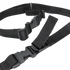 A close-up of the Condor Speedy 2-Point Sling, a black adjustable nylon strap with plastic buckles and clips, ideal for securing or carrying gear in EDC or military settings.