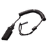 The Condor Pistol Lanyard is a coiled black lanyard with a wrist strap and Velcro attachment, designed to secure small items or tools.