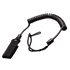 The Condor Pistol Lanyard is a coiled black lanyard with a wrist strap and Velcro attachment, designed to secure small items or tools.