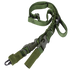 The Condor Stryke Single Bungee Conversion Sling, a green adjustable rifle sling with metal hooks, plastic buckles, and reinforced stitching, is displayed laid out.