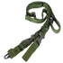 The Condor Stryke Single Bungee Conversion Sling, a green adjustable rifle sling with metal hooks, plastic buckles, and reinforced stitching, is displayed laid out.