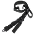 The Condor Stryke Single Bungee Conversion Sling in black features adjustable length, buckles, clips, loops, and both coiled and straight sections for tactical versatility.