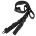 The Condor Stryke Single Bungee Conversion Sling in black features adjustable length, buckles, clips, loops, and both coiled and straight sections for tactical versatility.