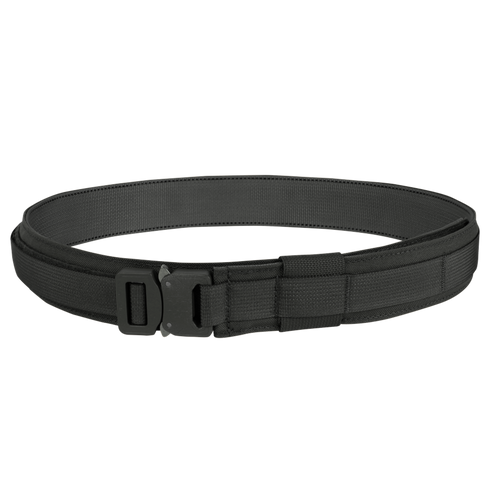 The Condor Cobra Gun Belt is a black tactical belt featuring a sturdy buckle, engineered for durability and reliable support.