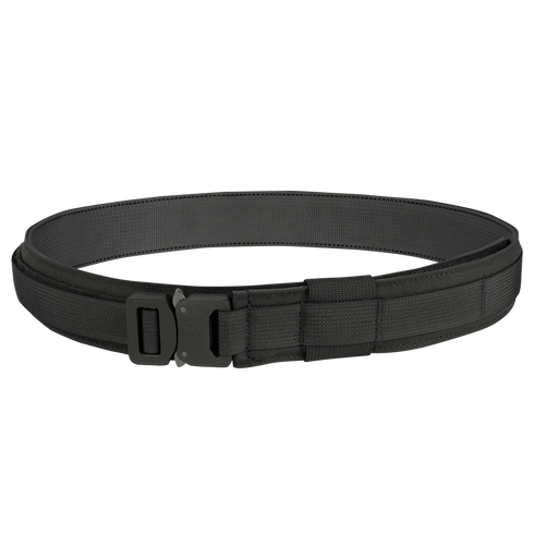 The Condor Cobra Gun Belt is a black tactical belt featuring a sturdy buckle, engineered for durability and reliable support.