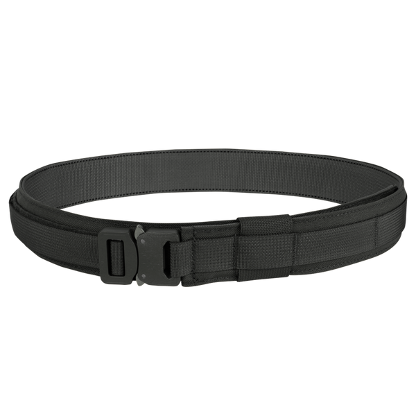 The Condor Cobra Gun Belt is a black tactical belt featuring a sturdy buckle, engineered for durability and reliable support.