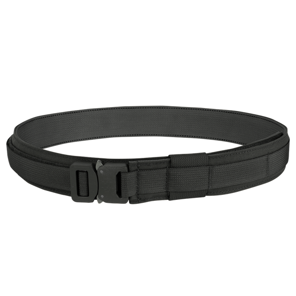 The Condor Cobra Gun Belt is a black tactical belt featuring a sturdy buckle, engineered for durability and reliable support.