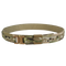 The Condor Cobra Gun Belt - MultiCam features a camouflage pattern and tan metal buckle, perfect for shooting range practice or law enforcement, shown against a white background.