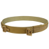 The Condor Cobra Gun Belt in MultiCam, featuring a metal buckle and reinforced stitching for military or law enforcement use, is displayed in a circular shape on a white background.