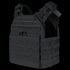 The Condor Cyclone Plate Carrier in black features multiple attachment points, adjustable shoulder straps, and a Velcro patch area, shown against a plain background.