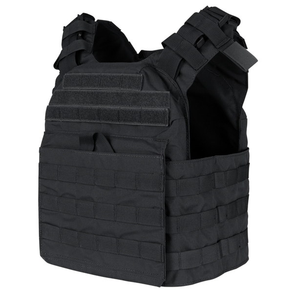 The Condor Cyclone Plate Carrier is a black tactical vest featuring multiple attachment points and adjustable shoulder straps, shown against a plain white background.