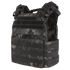 The Condor Cyclone Plate Carrier in MultiCam Black features multiple straps, pouches, and Velcro panels, designed for efficiently carrying equipment.