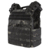 The Condor Cyclone Plate Carrier in MultiCam Black features multiple straps, pouches, and Velcro panels, designed for efficiently carrying equipment.
