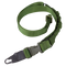 The Condor Viper Single Point Bungee Sling is a green adjustable nylon strap with a plastic buckle and metal attachment, ideal for military or law enforcement use.