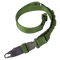 The Condor Viper Single Point Bungee Sling is a green adjustable nylon strap with a plastic buckle and metal attachment, ideal for military or law enforcement use.