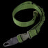 The Condor Viper Single Point Bungee Sling is a green adjustable nylon strap with a plastic buckle and metal attachment, ideal for military or law enforcement use.